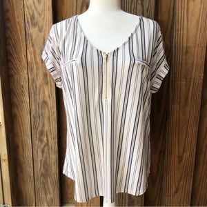 The Workshop Top Womens XL Striped with Center Zip